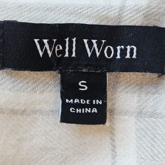 Well Worn Women Gray Plaid Super Soft Top S Clean Girl Fall Layer Light Academia - Picture 5 of 13